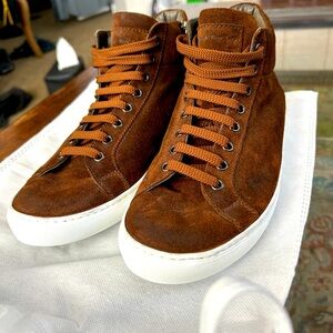 Men's Brown Suede Adam Derrick High-Top Sneakers